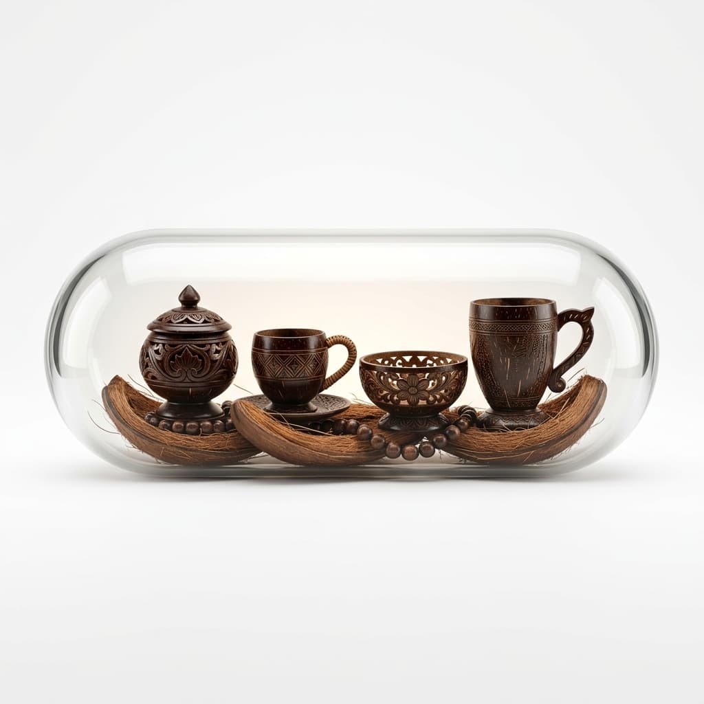 Coconut Shell Designer Cups and Lamps